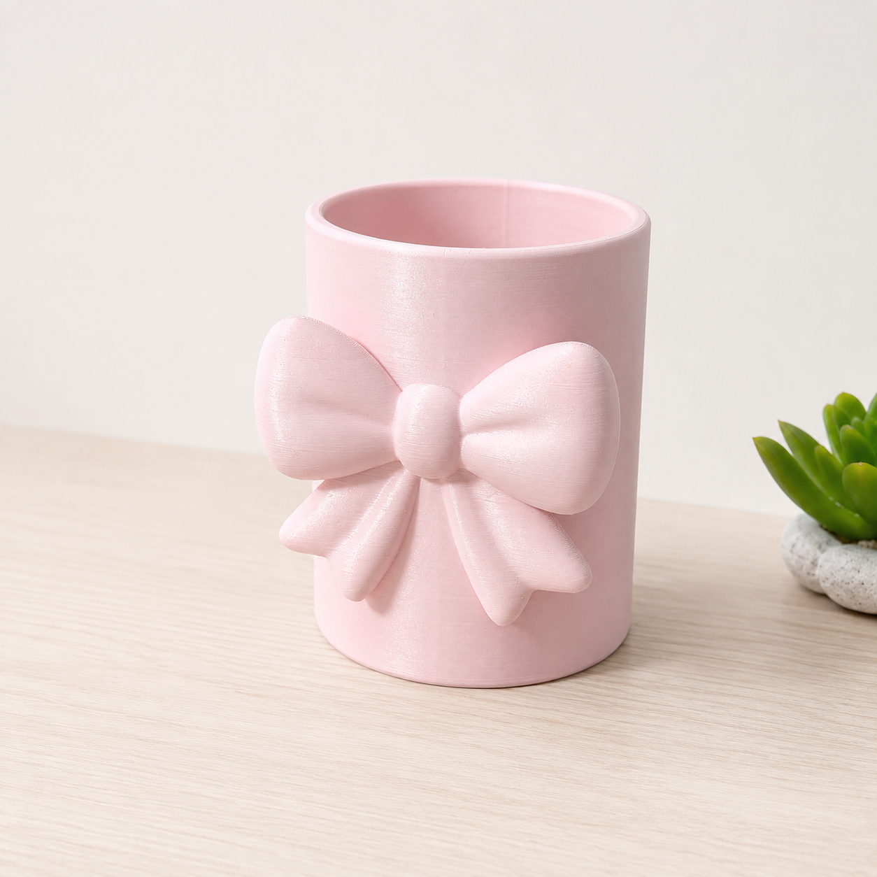 Porta Brochas y Organizador de Escritorio con Lazo Decorativo