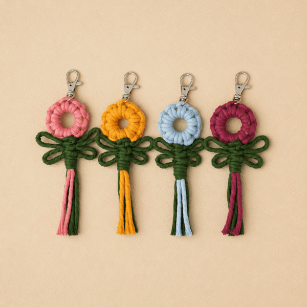Llavero de Flor en Macramé