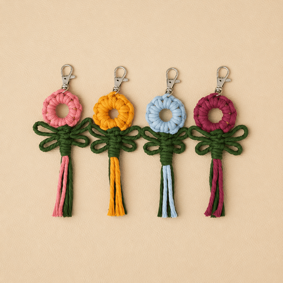 Llavero de Flor en Macramé