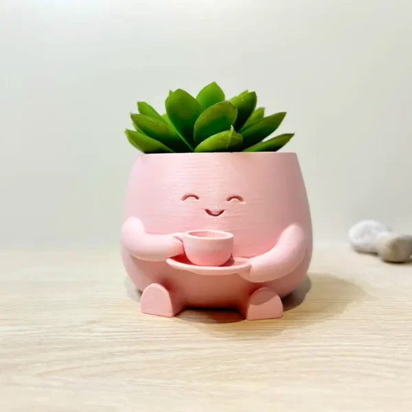 Macetero Decorativo con Taza de Café | Maceta Kawaii para Suculentas y Cactus