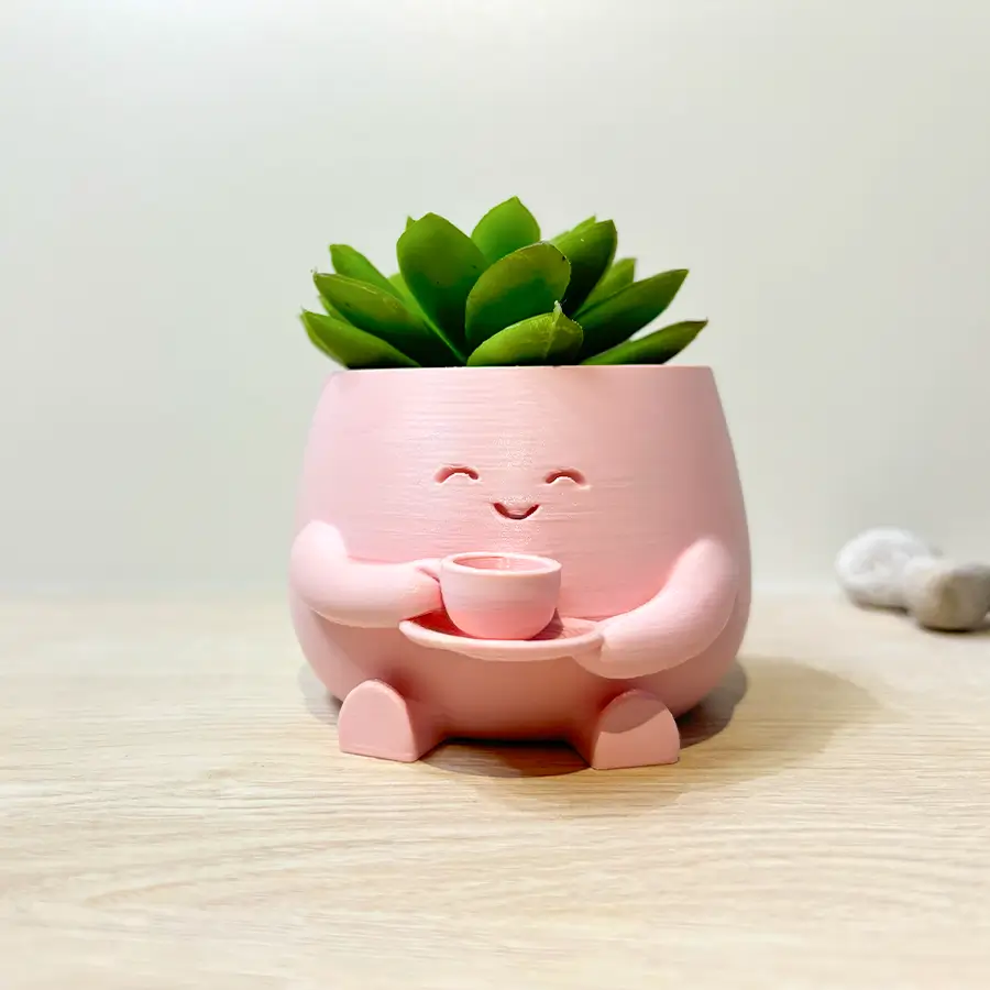 Macetero Decorativo con Taza de Café | Maceta Kawaii para Suculentas y Cactus