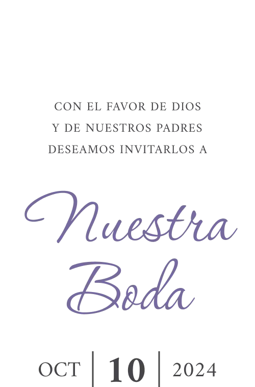 Sección de Introducción de una invitación web donde se muestra el titulo Nuestra boda y la fecha del evento.